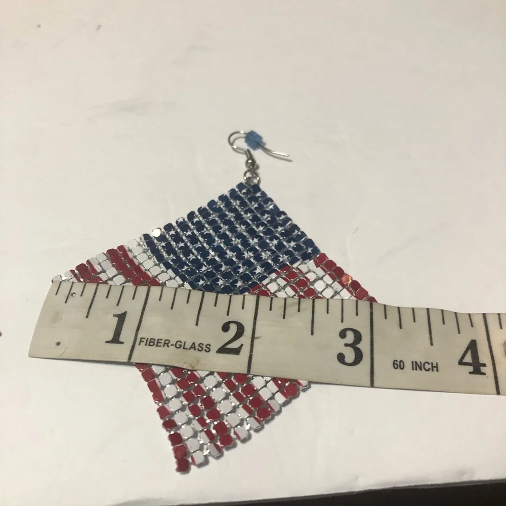 American Flag Mesh Dangle Earrings - Picture 5 of 8